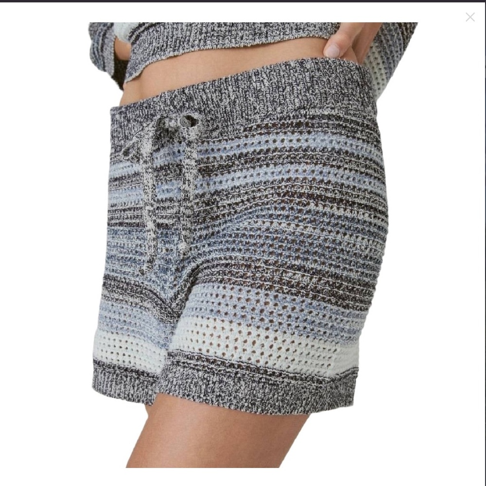 NWOT, Lucky Brand Women's Textured Stripe Shorts Indigo Multi, US L
